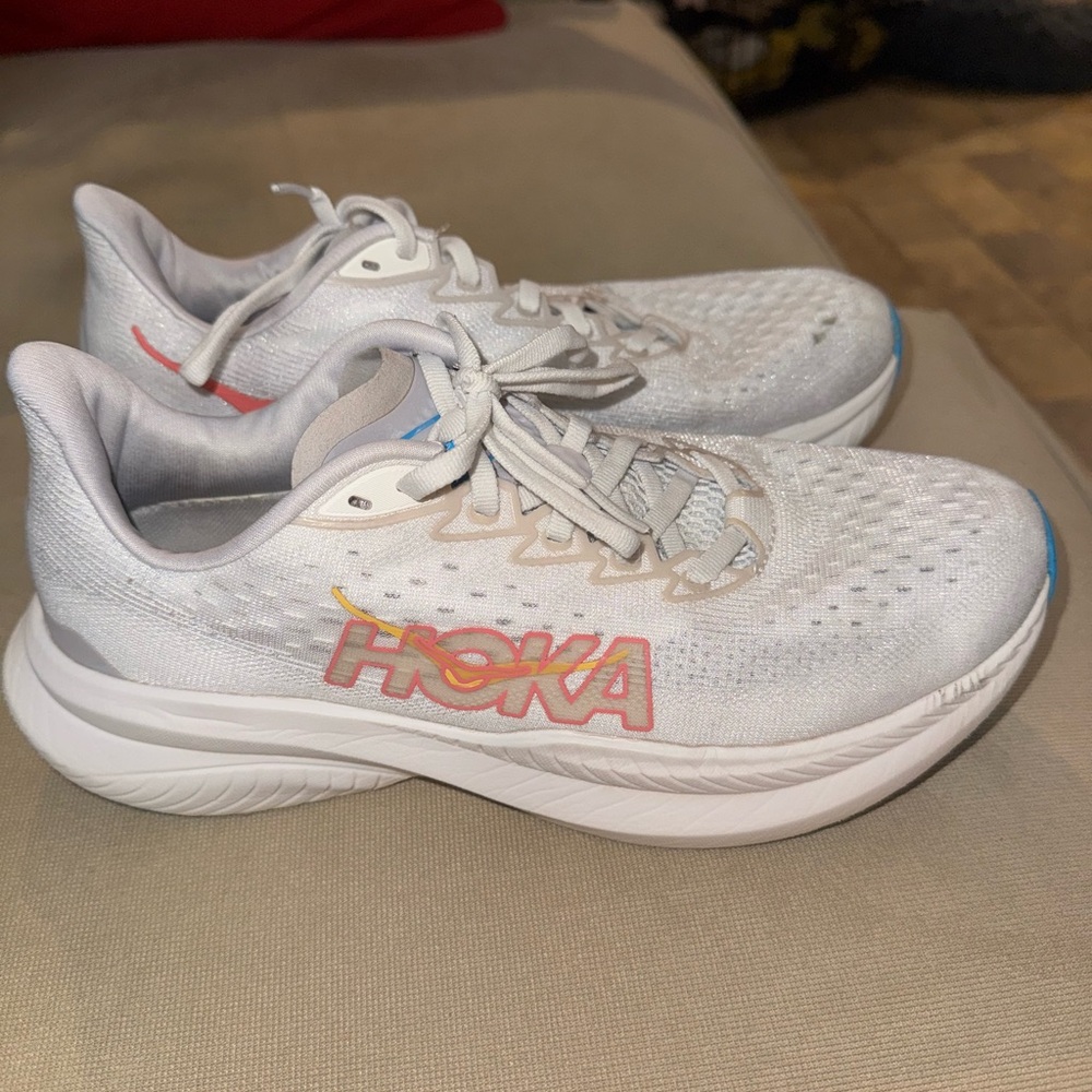 Hoka White and Multicolor Athletic Shoes